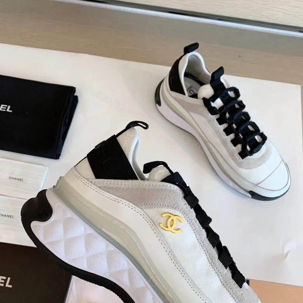 View 8 of Chanel Velvet Sneakers Ivory And Black G35617