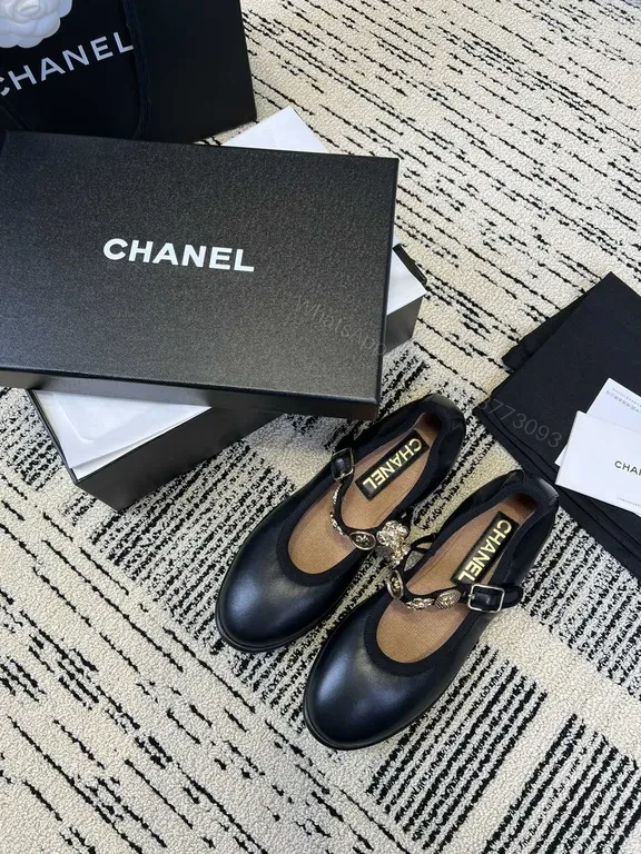 View 3 of Chanel-Inspired Leather Mary Janes with Glam Hardware