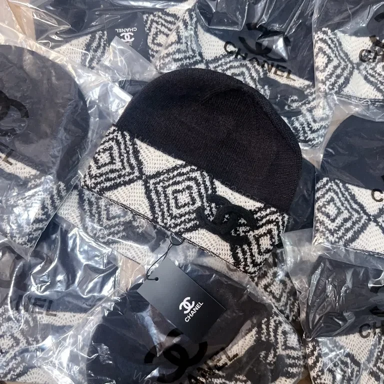 View 3 of Bold Textured Beanies: Chanel-Pattern Knit, All-Season Luxury