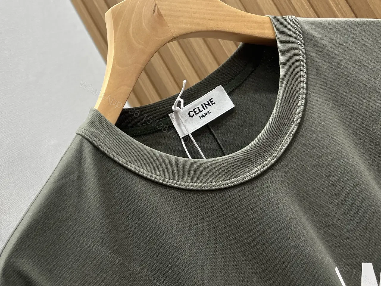 View 2 of Olive Cotton Draped Tee — Minimalist Luxe Comfort