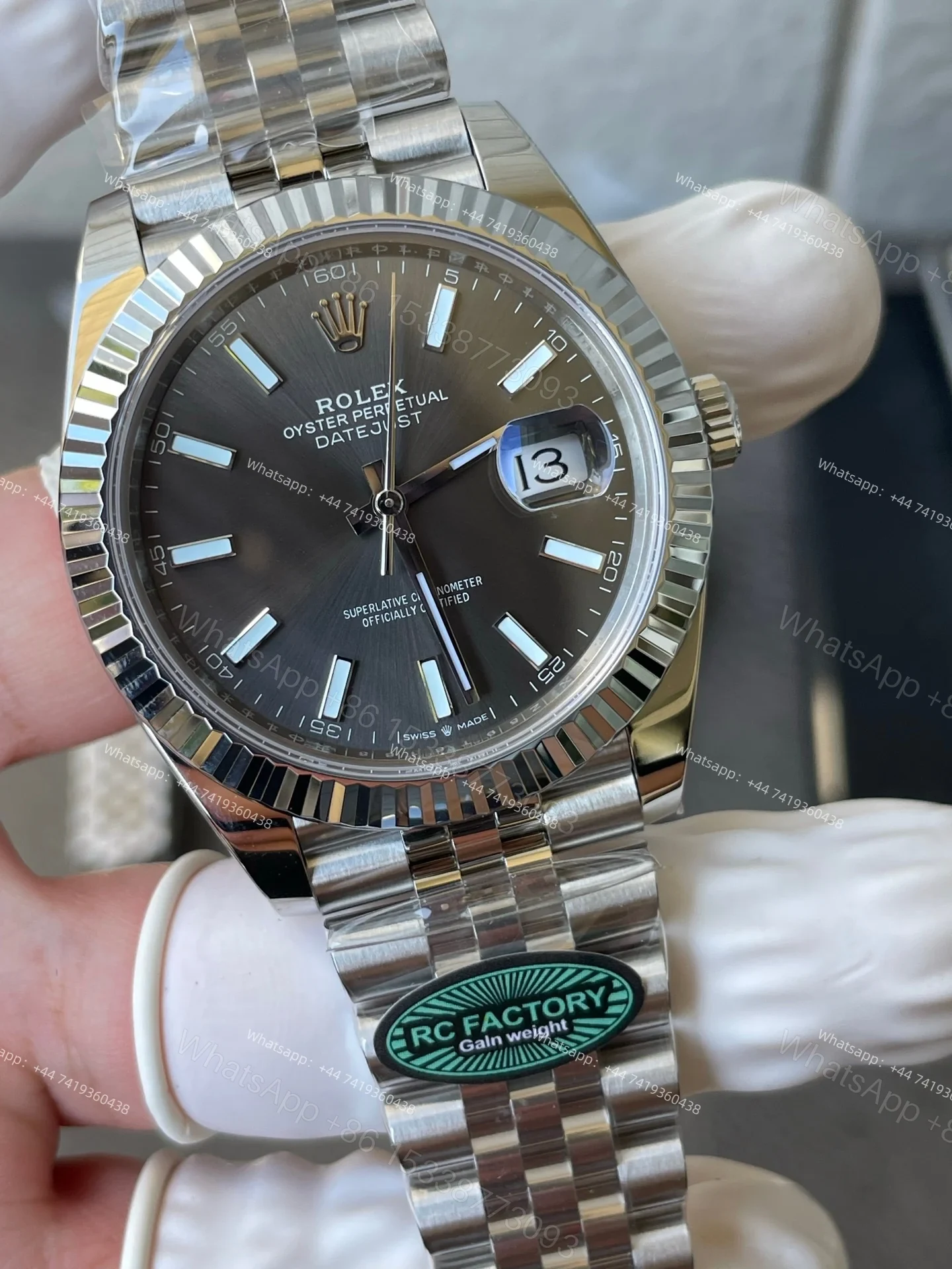 View 4 of Rolex Datejust M126334-0014 1:1 Replica Grey Dial Jubilee 41MM 3235 Movement Super Clone Watch