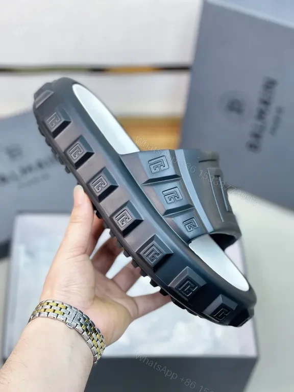 View 8 of Monochrome Balmain Embossed Slide with Cushioned Comfort