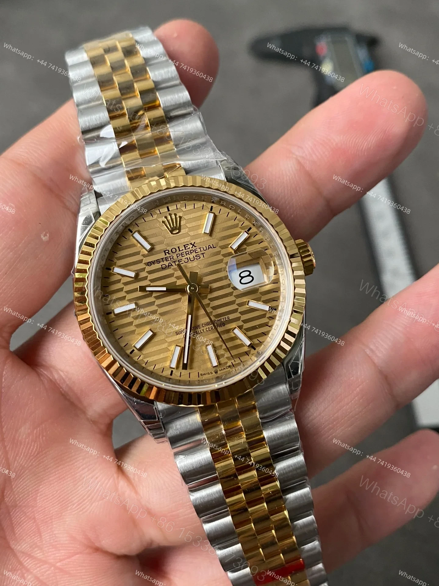 View 2 of Rolex Datejust M126233-0039 1:1 Replica Water Ripple Gold Dial Jubilee 36MM 3235 Movement Super Clone Watch