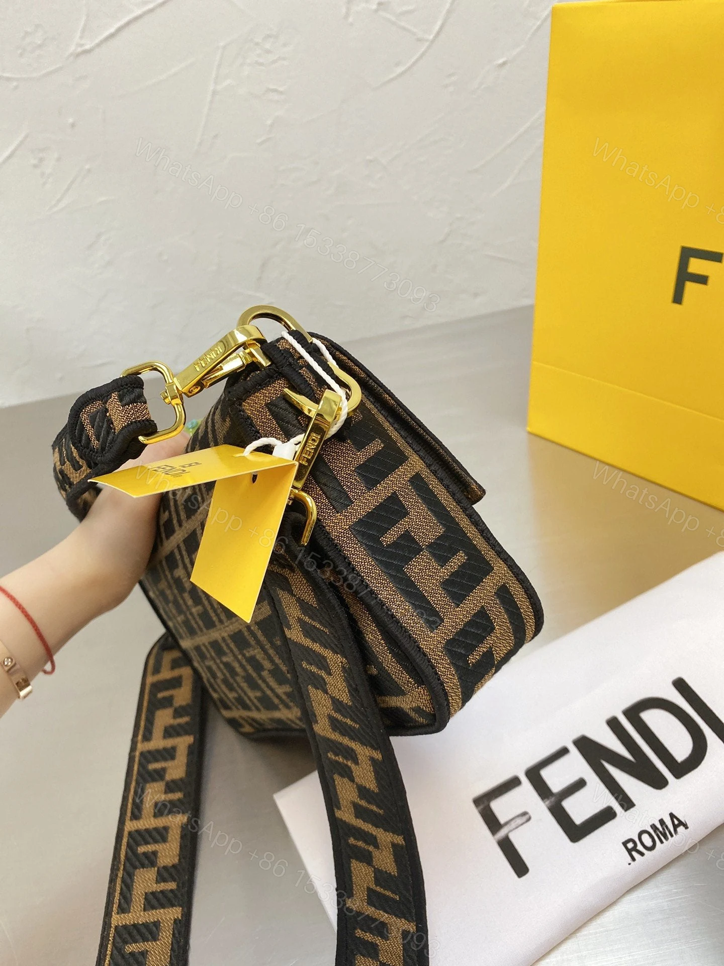 View 2 of Fendi Baguette Bag Aus Canvas In Braun