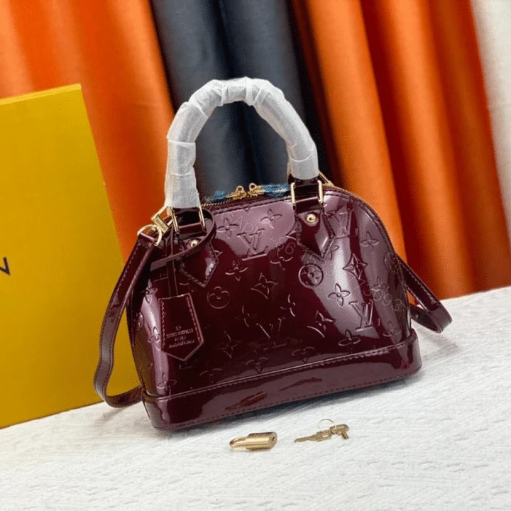View 2 of Louis Vuitton Alma BB Monogram Vernis Leather Dark Red 23Cm
