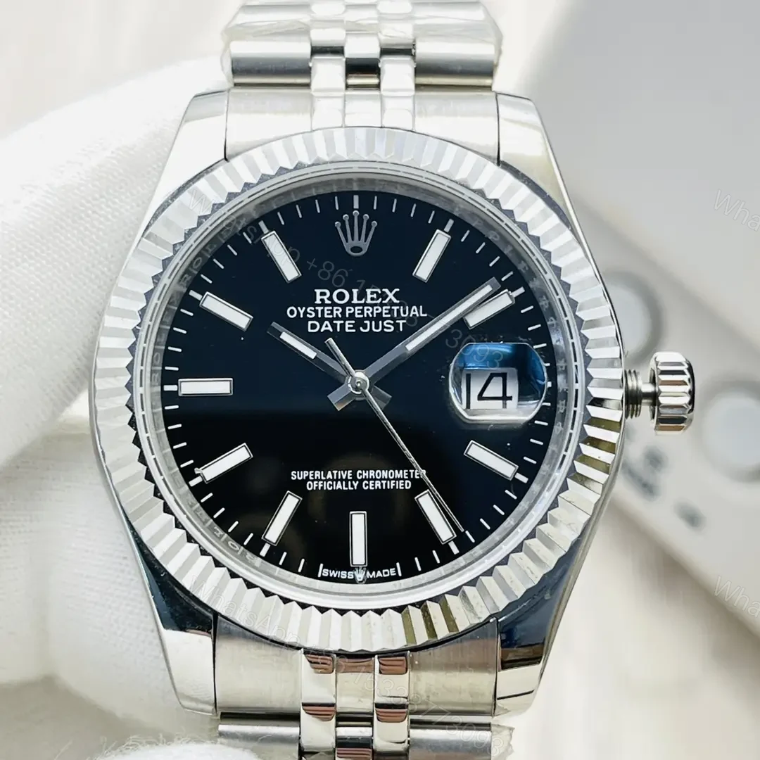 View 4 of Fake Rolex Datejust Black Stick Best Jubilee Bracelet 41MM 126234-0015