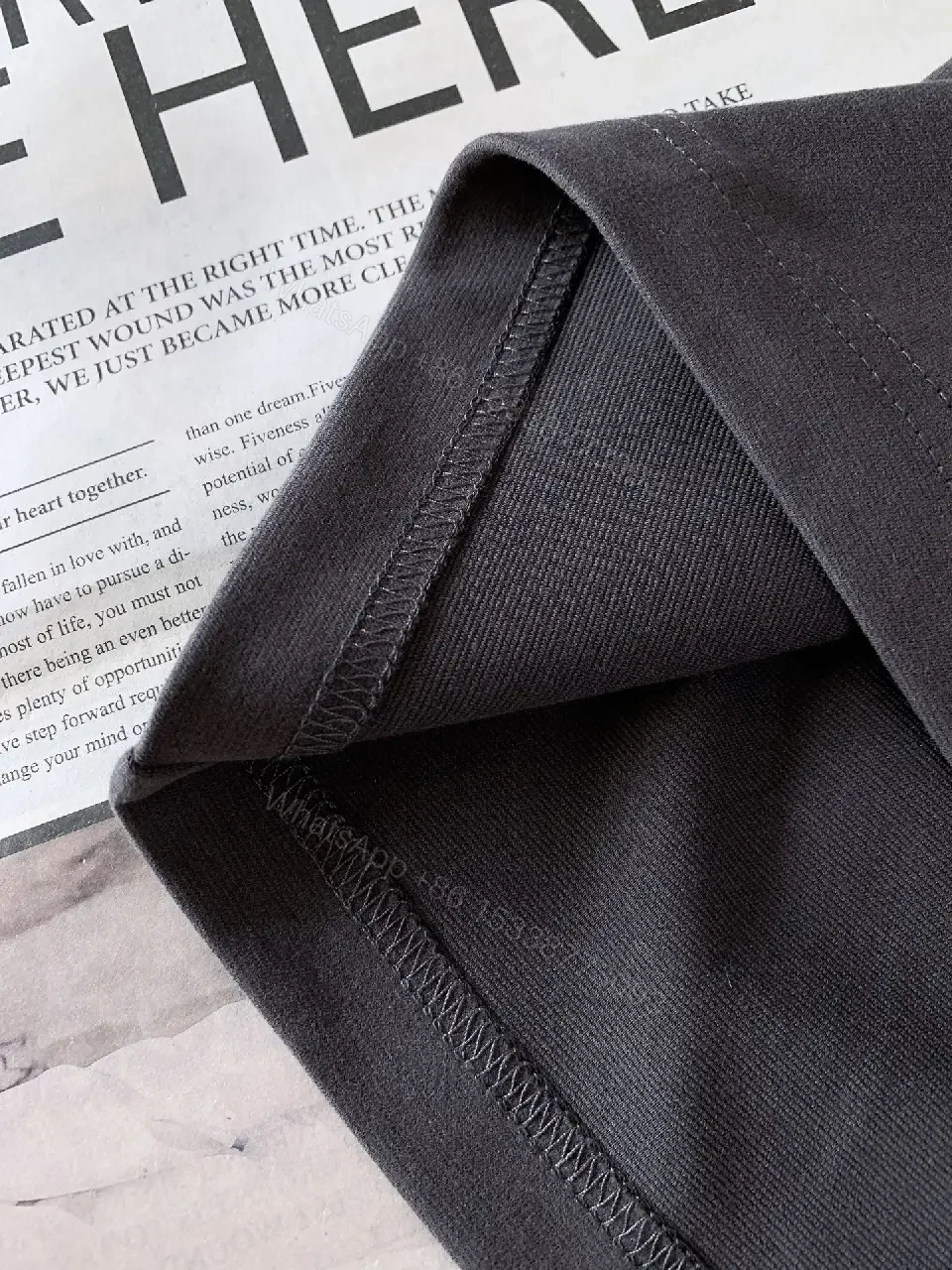 View 8 of Charcoal Cotton Casual Tee with Subtle Distressed Logo