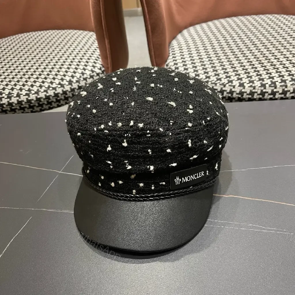 View 2 of Textured Tweed Cap with Leather Peak: Luxe Modern Cap