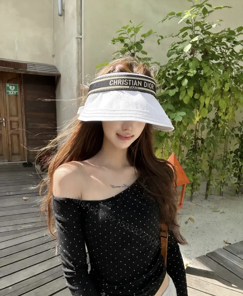 View 8 of White Visor Sporty-Chic Luxe Branding Visor Hat