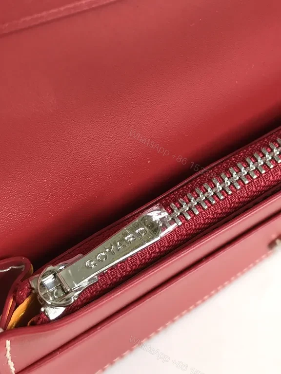 View 2 of Burgundy Goyard-Style Wallet: Luxe Compact Organizer
