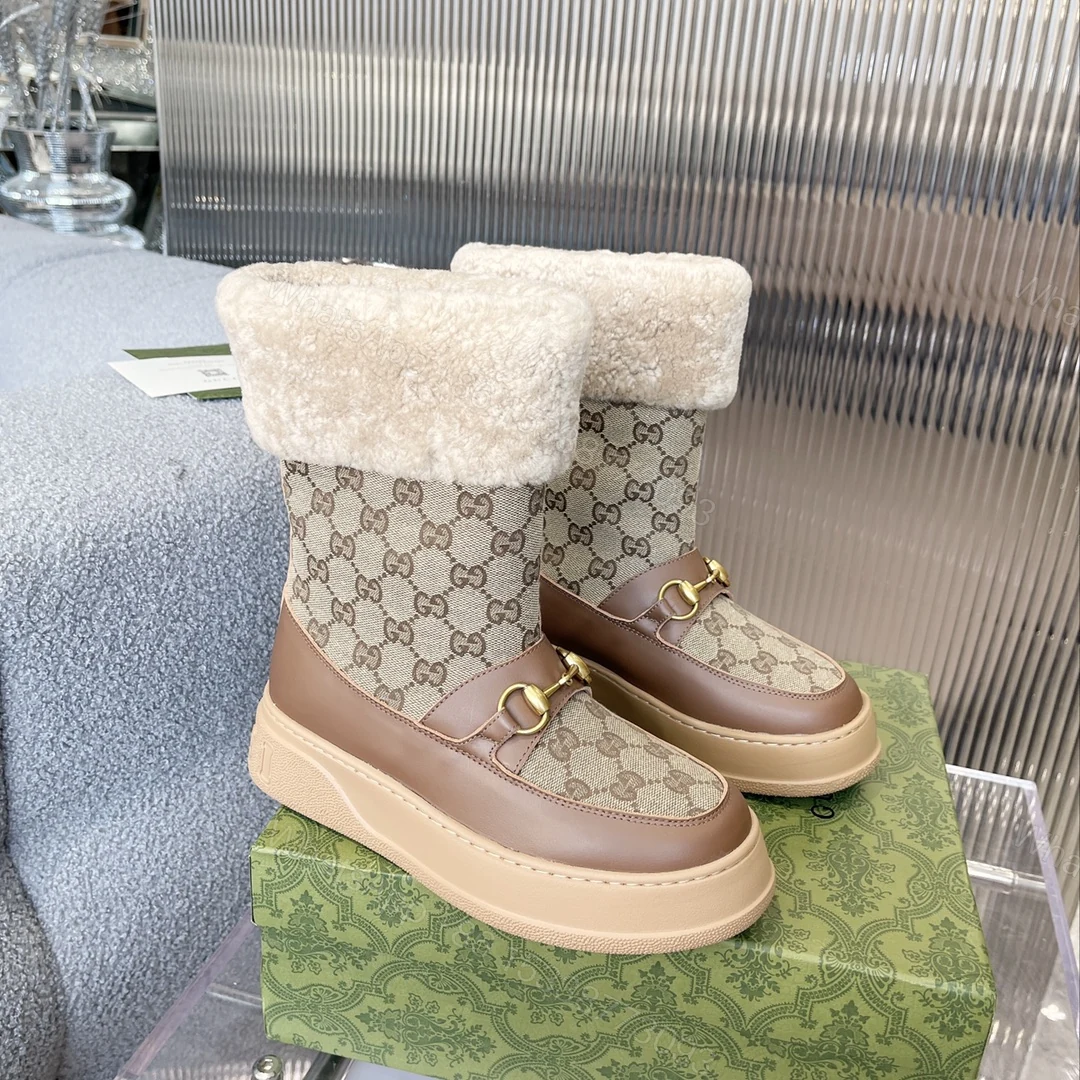 View 2 of GUCCI 1955 HORSEBIT SNOW BOOTS GG CANVAS IN BROWN
