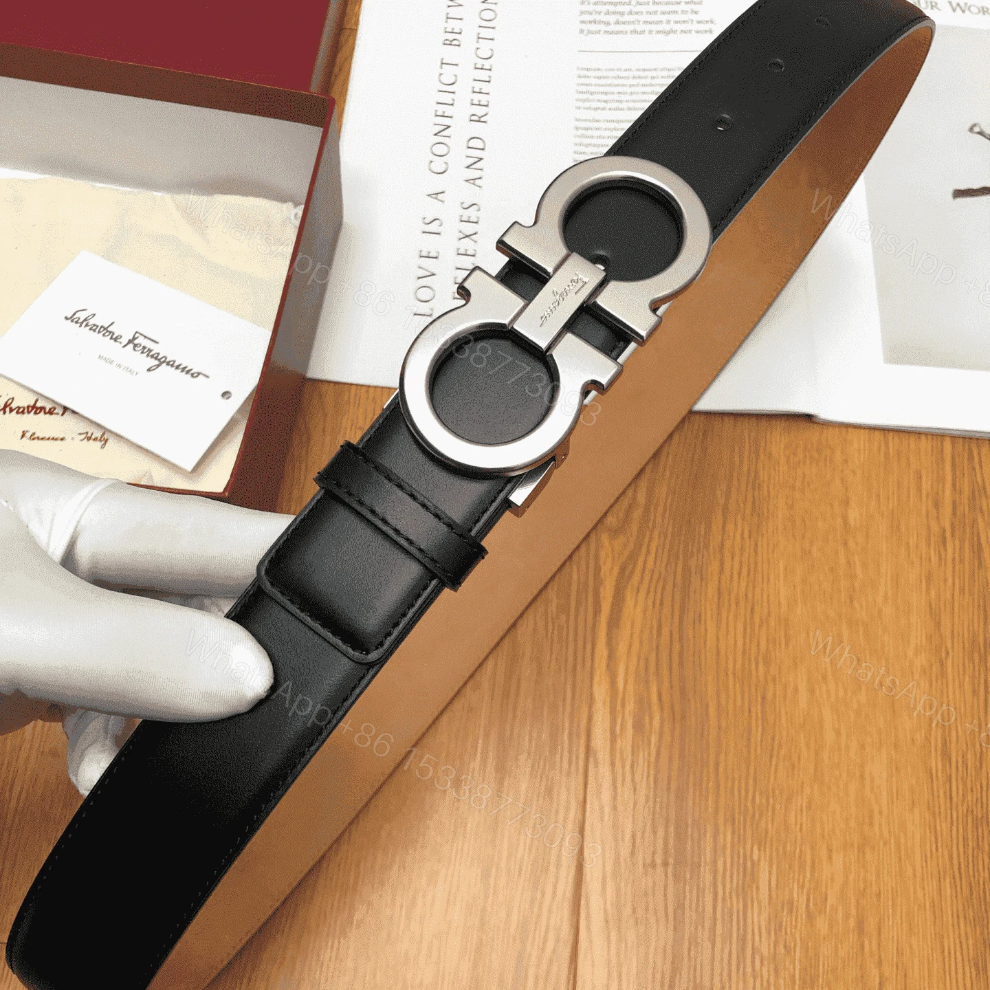 View 5 of SALVATORE FERRAGAMO DOUBLE GANCIO BELT – B28