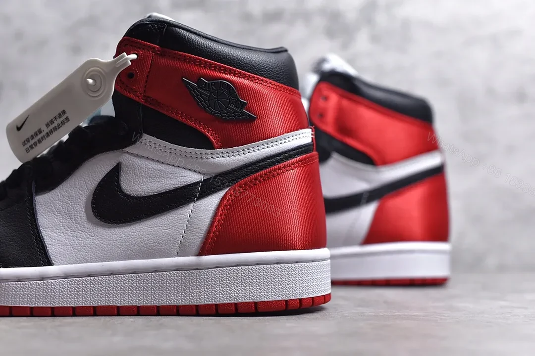 View 4 of Air Jordan 1 Retro High Satin “Black Toe” Reps