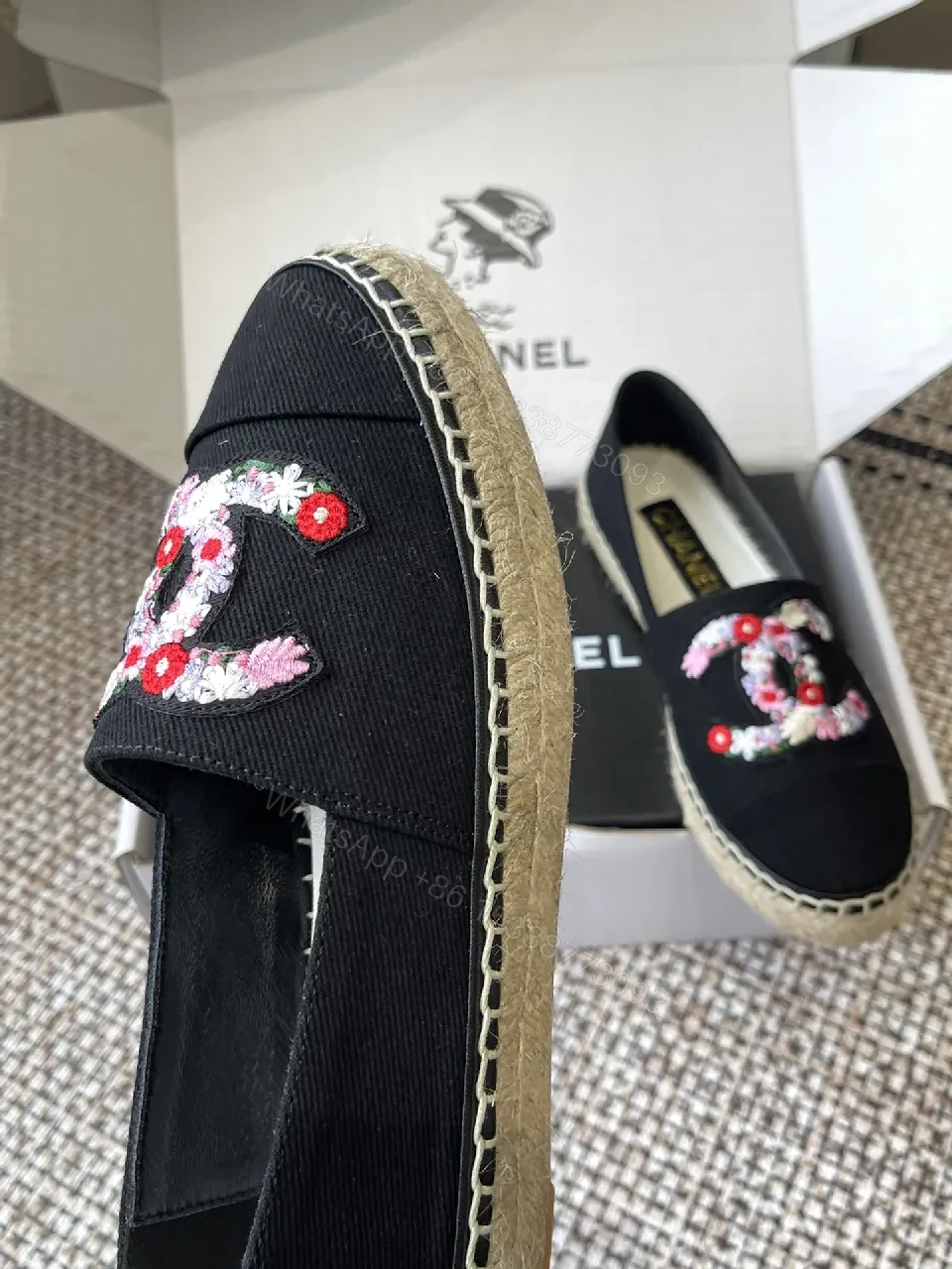 View 9 of Embroidered Espadrille Loafers: Black Canvas, Luxe Comfort