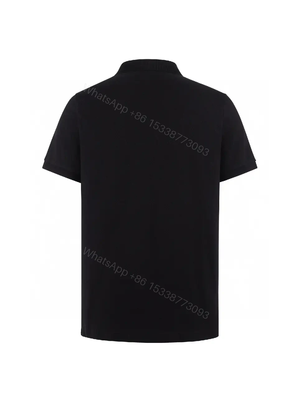 View 10 of Classic Black Polo with Subtle Crest, Premium Cotton-Blend, Menswear