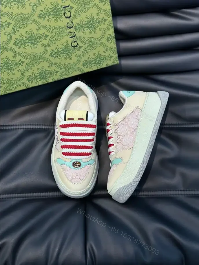 View 6 of GUCCI SCREENER TRAINER SNEAKERS IN BEIGE AND PINK – GC170