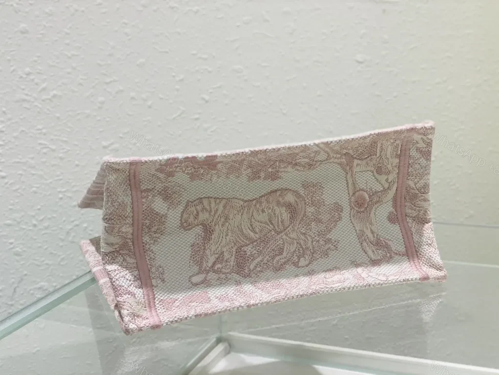 View 9 of Pink Dior Jacquard Tote: Structured Luxury Bag