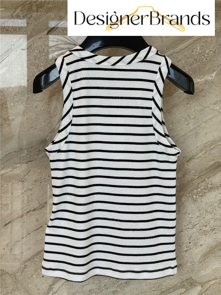 View 8 of Celine Triomphe Black and White Striped Knit Vest