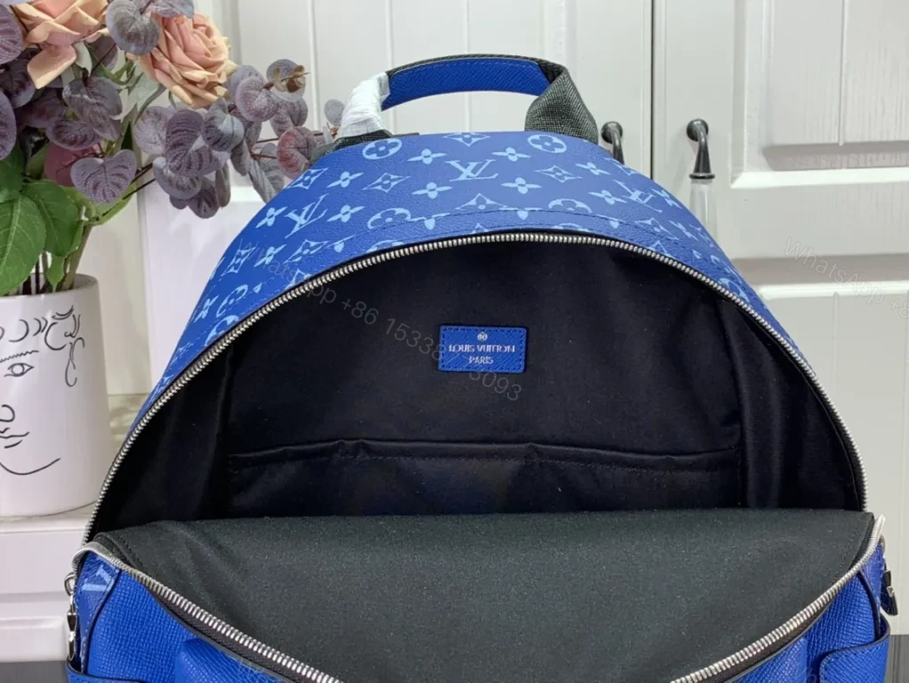 View 5 of Blue Monogram Luxe Backpack: Compact, Durable, Designer-Inspired