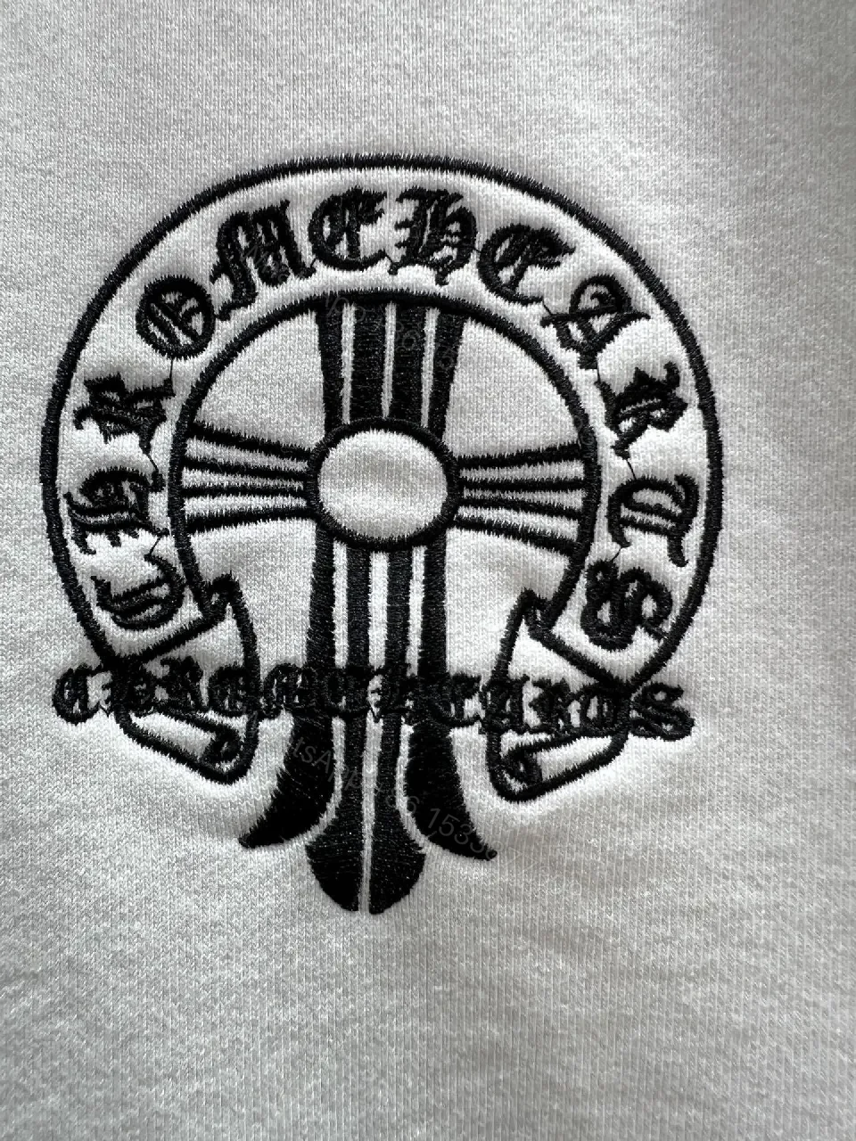 View 5 of Off-White/Vanilla Fleece Hoodie with Minimal Chest Emblem