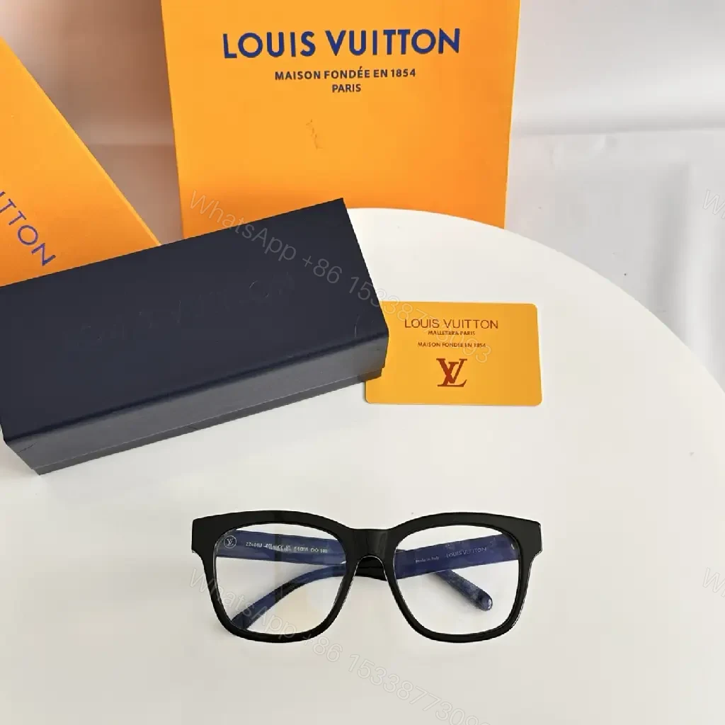 View 6 of Black Acetate Modern Frame with LV Detail Eyewear