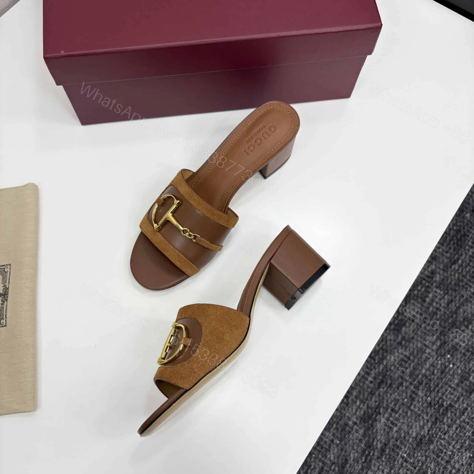 View 7 of GUCCI WOMEN’S SLIDE SANDAL WITH HORSEBIT LIGHT BROWN ‎834421 AAEXM 2718