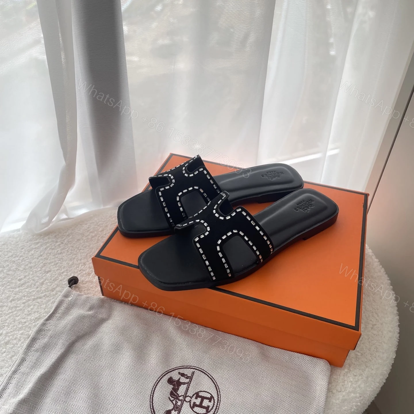 View 3 of HERMES ORAN SANDAL NOIR H232161ZV02350
