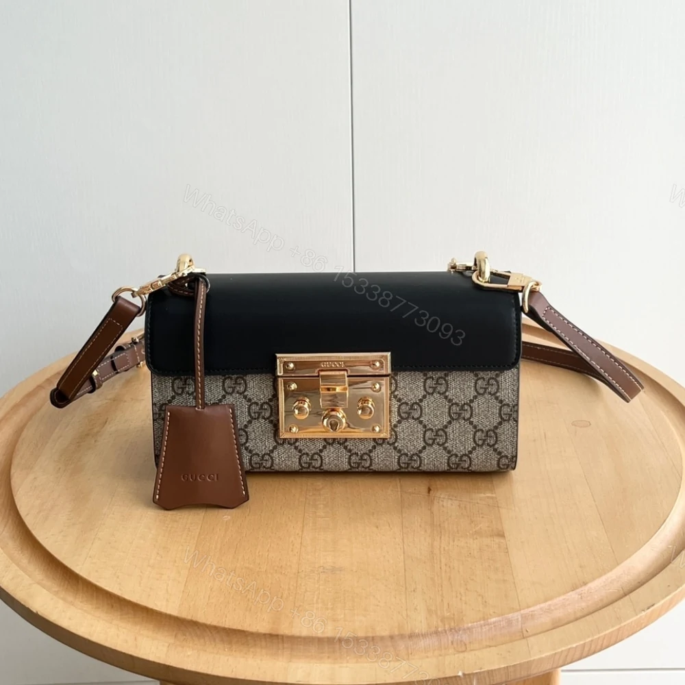 View 2 of Gucci Padlock Small Shoulder GG Supreme Canvas Black 22Cm ‎735103 KLQJG 9785