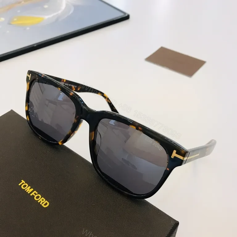 View 4 of Bold Black Acetate Sunglasses - Amber Lenses, Tom Ford Style