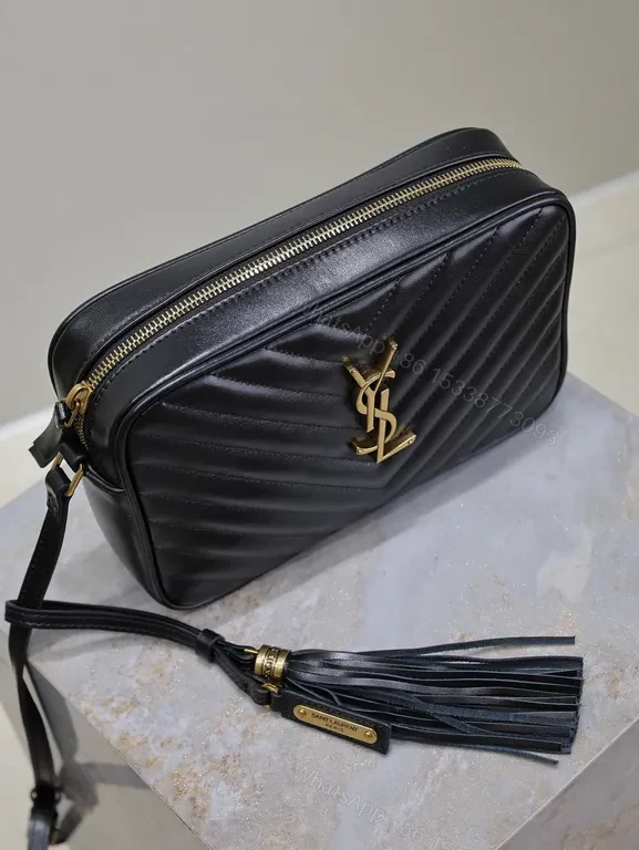 View 3 of Gold Monogram Quilted Crossbody - Luxe, Leather, Compact Bag