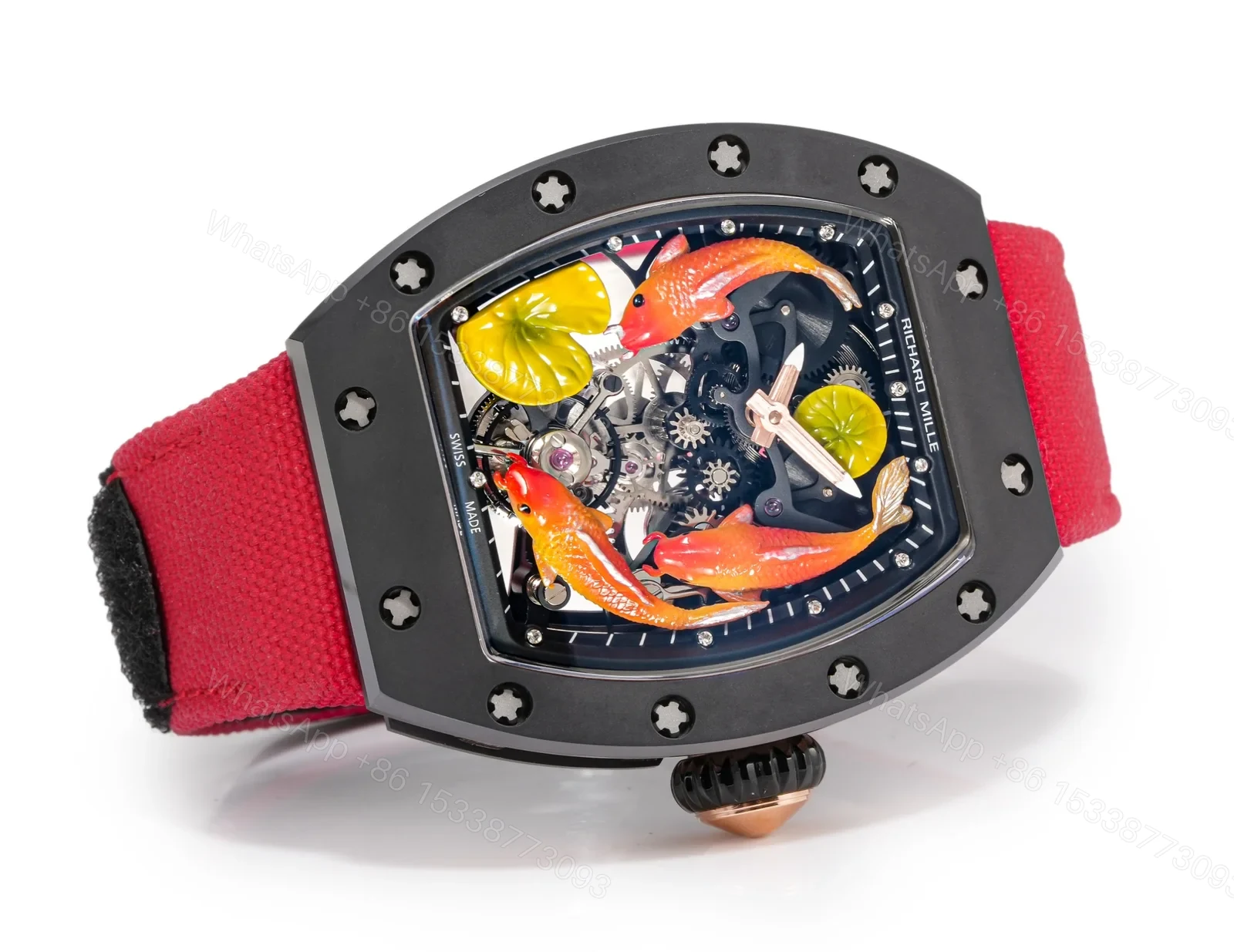 View 2 of Richard Mille RM S10 Koi Tourbillon Watch Red Gold Diamond Koi Oriental Art Skeleton Dial Mechanical Luxury TimepieceRM-S10-KOI-DGT-LUX