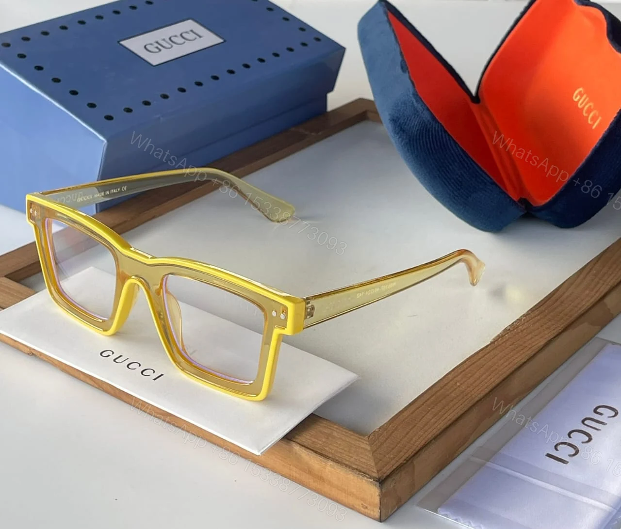 View 2 of Gucci Transparent Eyeglasses Square Frame Clear Lens