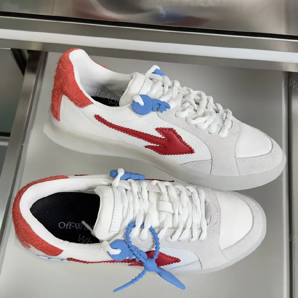 View 6 of White Leather Sporty Off-White Inspired Tag Sneakers