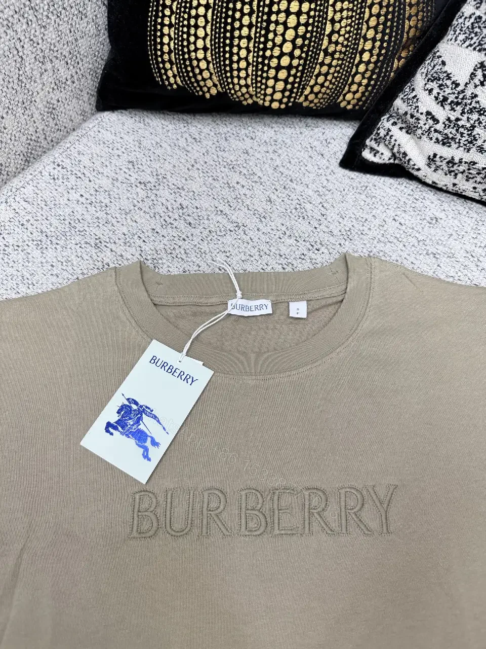 View 4 of Textured Cotton Tee: Subtle Embossed Logo, Everyday Luxury