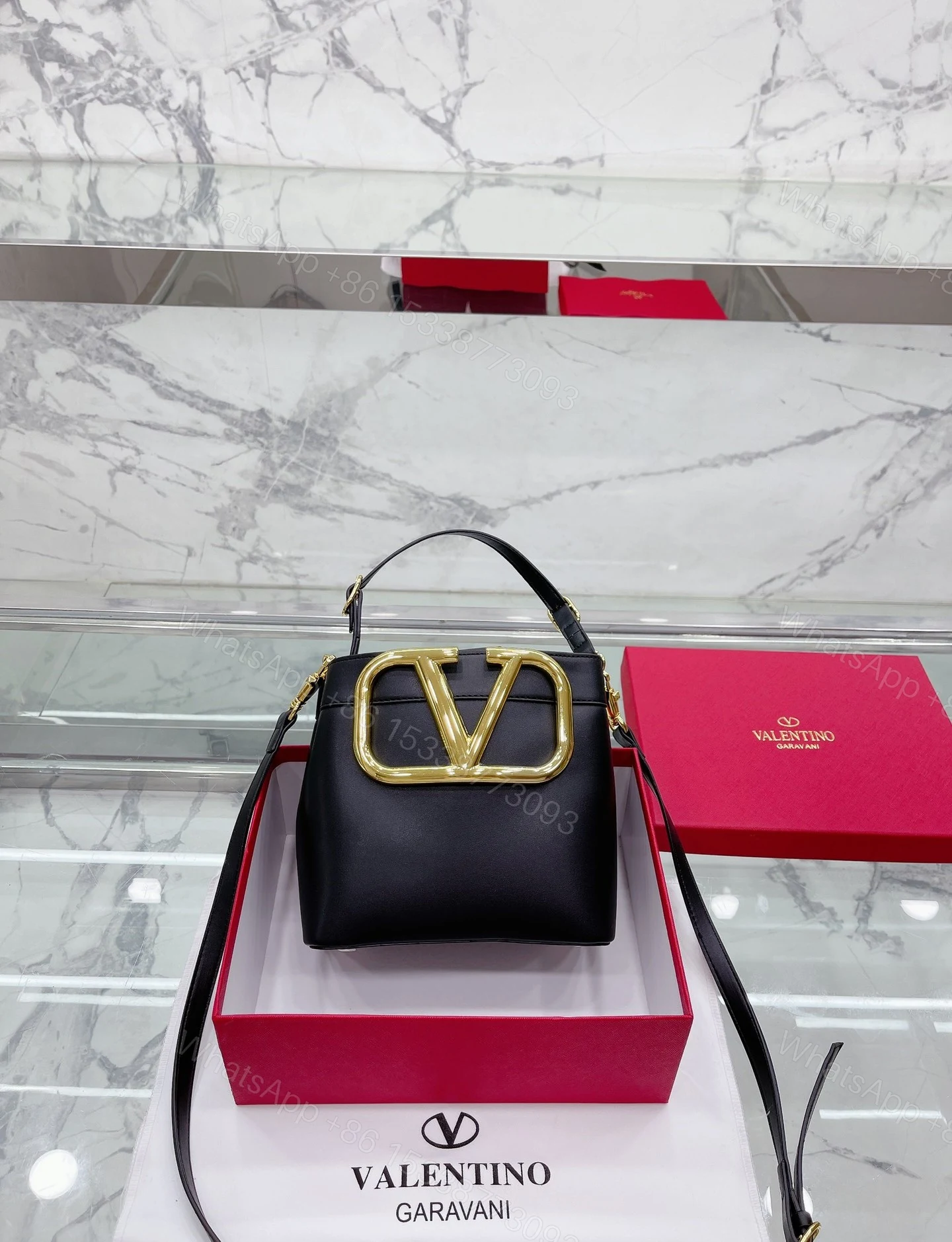 View 2 of VALENTINO GARAVANI SUPERVEE BUCKET BAG BLACK 20CM