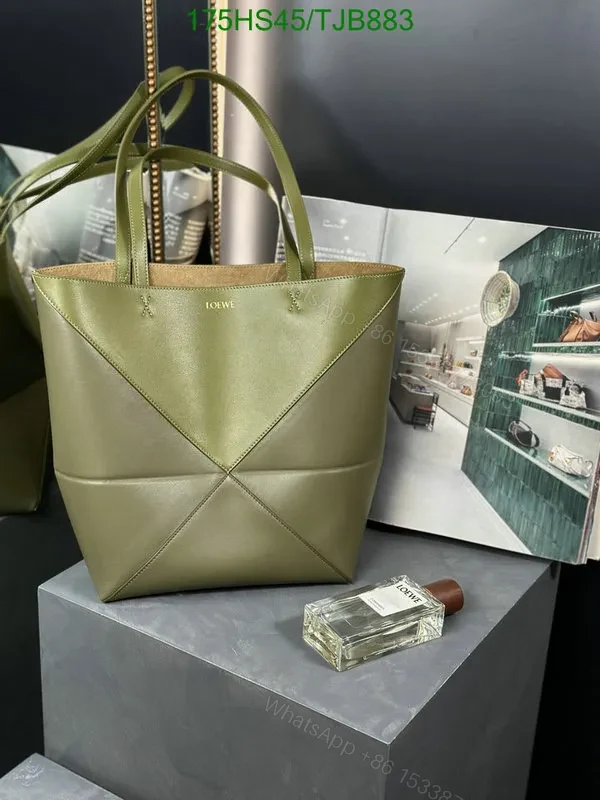 View 12 of Loewe Puzzle Fold Tote in Chocolate/Burgundy Shiny Calfskin DD9633