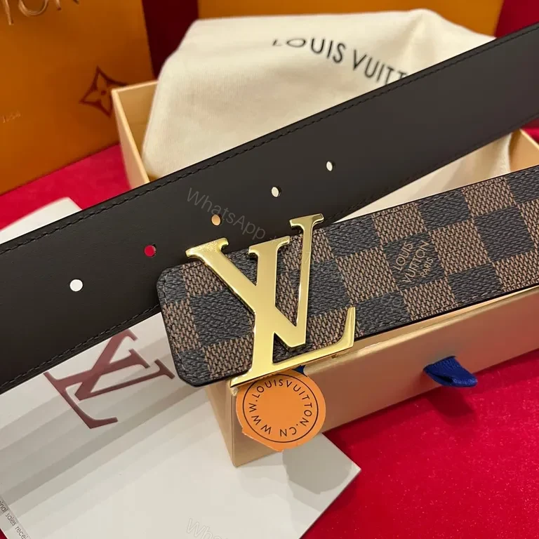 View 9 of Premium Damier LV Belt: Canvas + Stainless Buckle, Adjustable Comfort