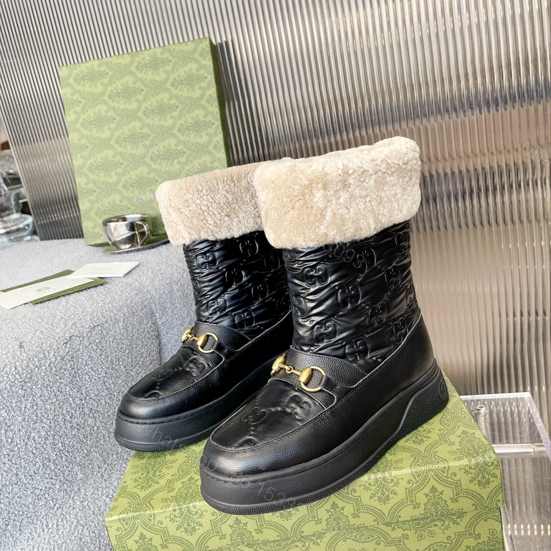 View 2 of GUCCI 1955 HORSEBIT SNOW BOOTS JACQUARD FABRIC BLACK