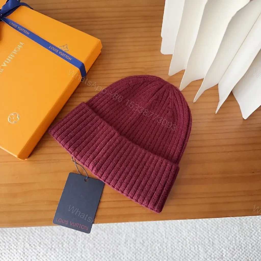 View 9 of Maroon Knit Beanie – Embroidered Designer-Inspired Style