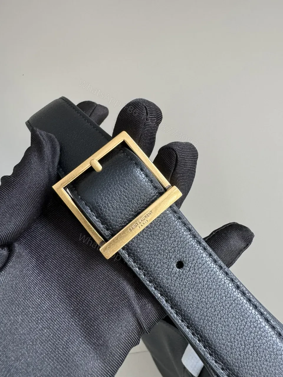 View 7 of Lux Black Leather Tote with Gold Hardware