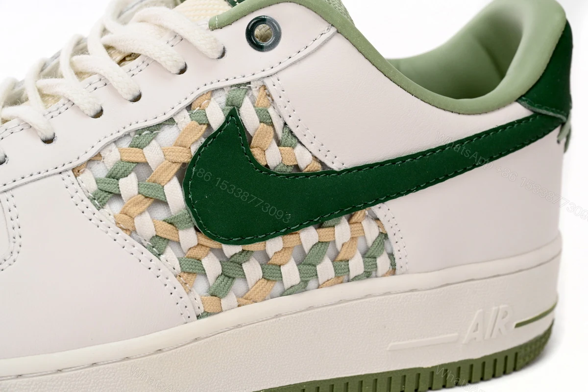 View 8 of Nike Air Force 1 Low '07 Premium NAI-KE Bamboo Weave Sail Gorge Green FN0369-100
