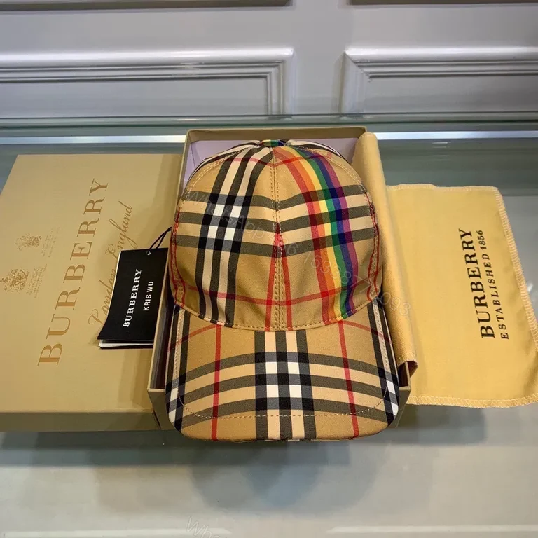 View 8 of Signature Burberry Plaid Cap: Premium Cotton-Twill, Unisex Style