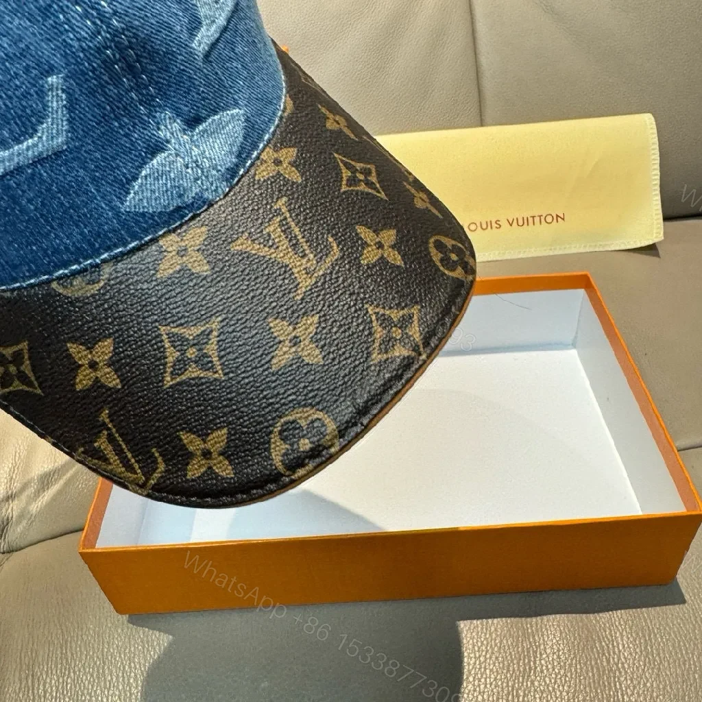 View 8 of Denim Crown Cap: Monogram LV-Inspired Luxury Cap