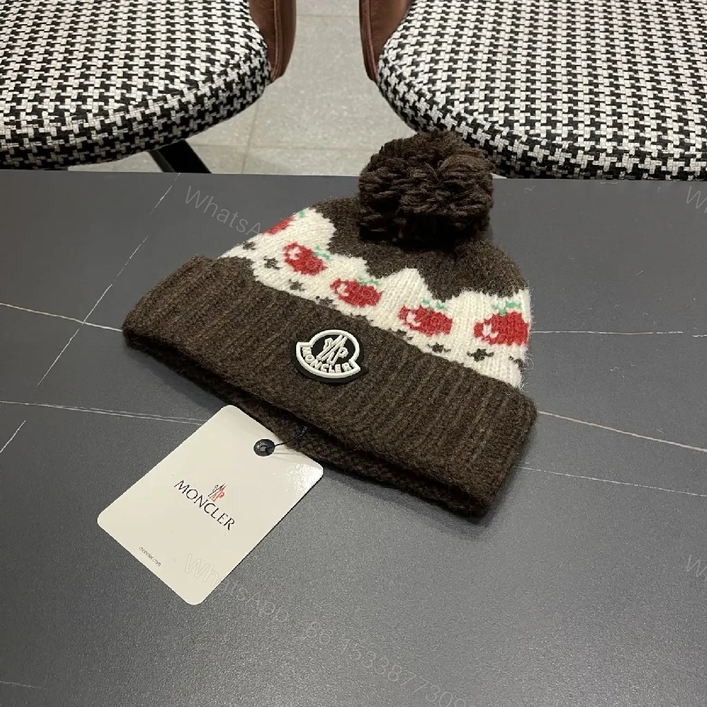 View 7 of Cozy Wool-Blend Pom Beanie with Crest Patch