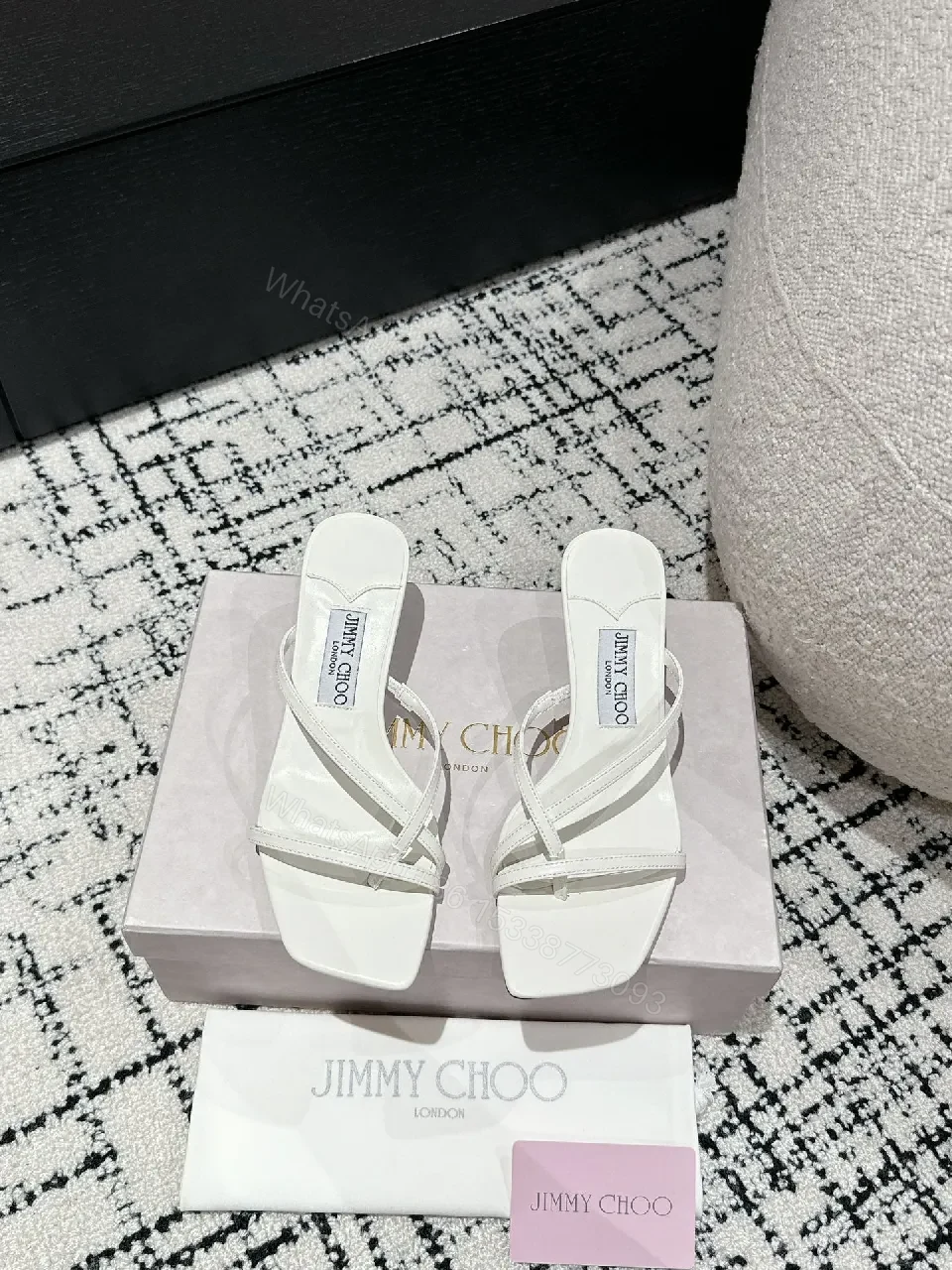 View 6 of White Leather Strappy Sandals: Square-Toe Kitten Heel