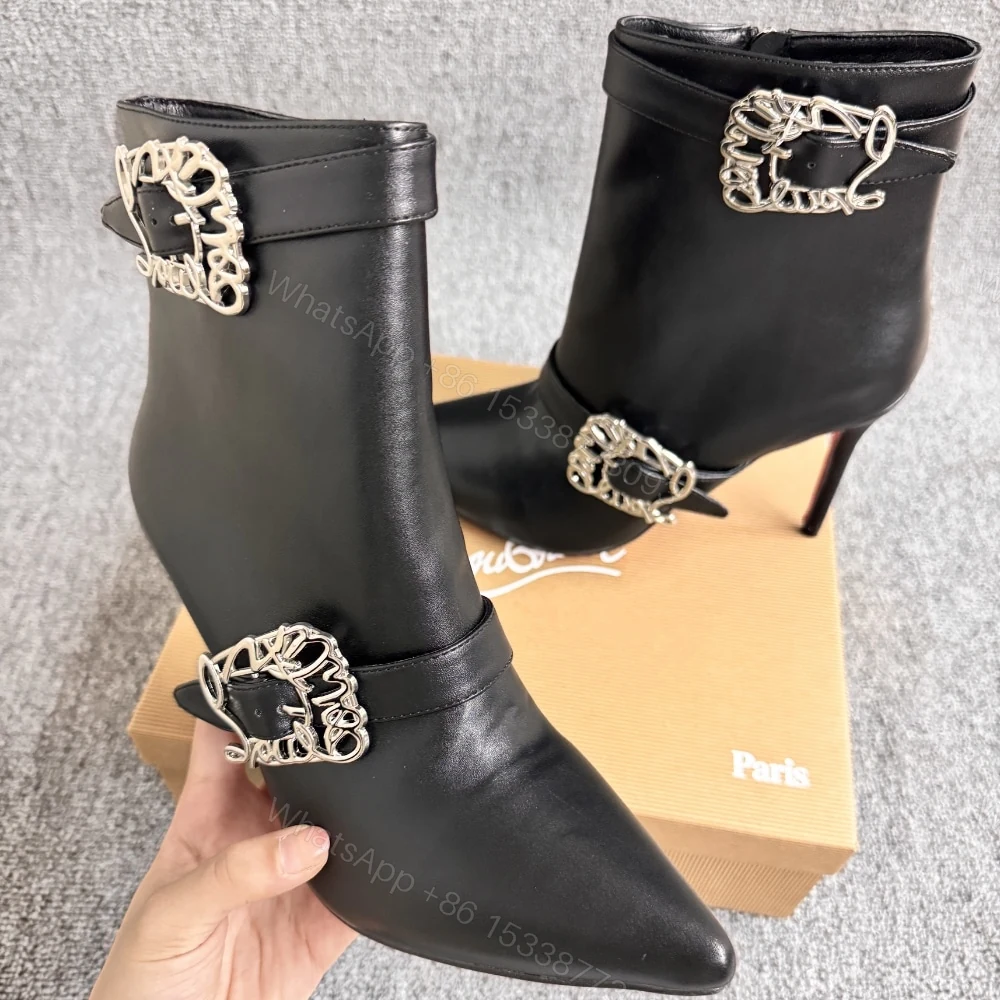 View 3 of CHRISTIAN LOUBOUTIN GIDDYLINA 100 LEATHER ANKLE BOOTS BLACK P00992472