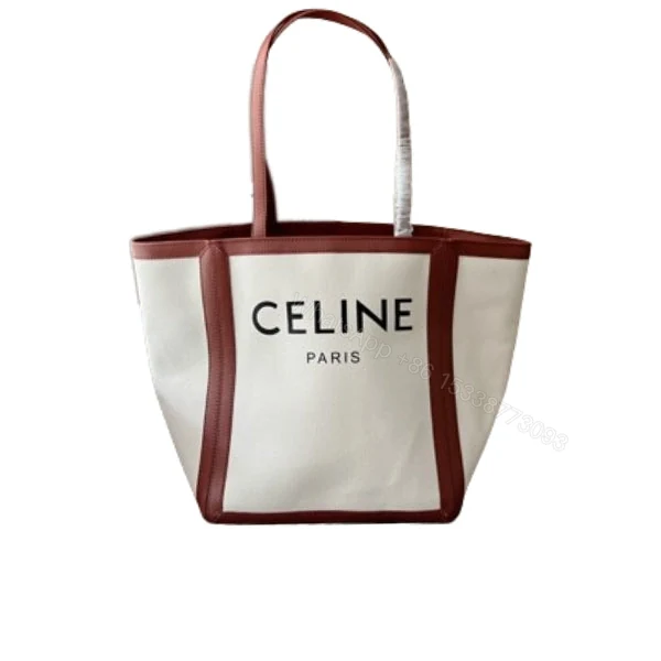 CELINE LARGE SQUARE IN TEXTILE WITH PRINT AND CALFSKIN BROWN 48CM — view 1