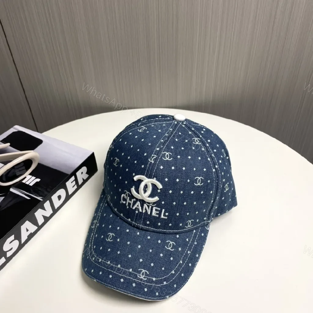 View 7 of Denim Cap with Polka-Detailing: Luxe Everyday Accessory