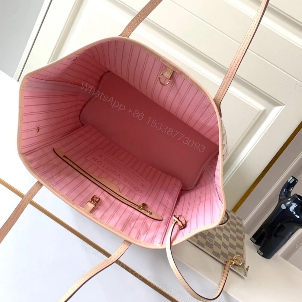 View 9 of Louis Vuitton Neverfull MM Damier Azur Pink 31Cm N41605