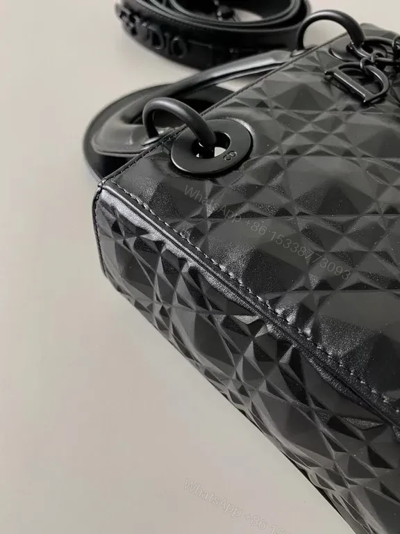 View 3 of Compact Geometric Satchel in Black with Dior Charms